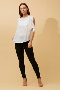 COLD SHOULDER FOIL PRINT BLOUSE -Femme Connection Sales f6ef2dbc6d7113686d337609a247e9b6