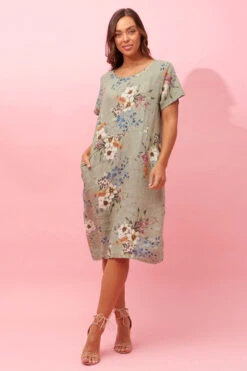 ANTONELLA FLORAL LINEN MIDI DRESS -Femme Connection Sales f9456bad75dfd54621b8c8386a19102d