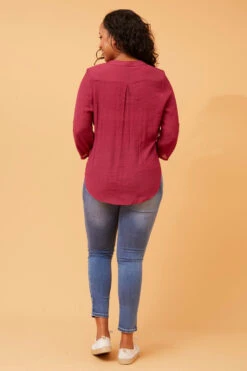 AMITY ROLL UP SLEEVE DRAPE TOP -Femme Connection Sales f986648a49ed1048ae4e16be068c989f