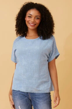 CONNIE EMBROIDERED FLORAL TOP -Femme Connection Sales f9fd0672ea4cd788a2feb588cd5d8834