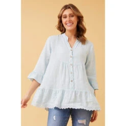 RINA BUTTON FRONT LINEN TOP -Femme Connection Sales fa1e443d2a5094d6660eb0a846e58fe9
