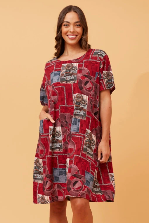 VINE ABSTRACT PRINT SHIFT DRESS -Femme Connection Sales fc845f12035a263c27e974e2af0a58e8