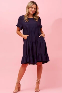 KELLY TIERED LINEN SHORT DRESS -Femme Connection Sales fd30be1f5cd5a0a17c34e6a13962f454