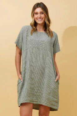 PRIANNA STRIPE LINEN SHORT DRESS -Femme Connection Sales fe0b7a25e36b7ede5f61e655cee99d6e